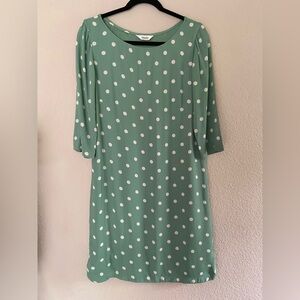 Toast Marianne Tunic Dress Jade Green 3/4 sleeve polka dot UK 10 US 6? Lined